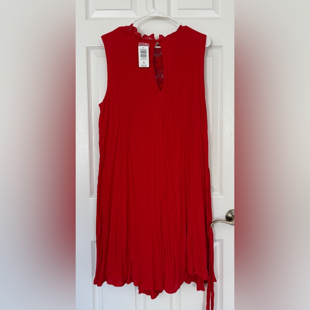 Torrid Red Mini Dress with Lace Detail - Picture 7 of 8